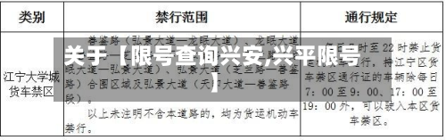 关于【限号查询兴安,兴平限号】