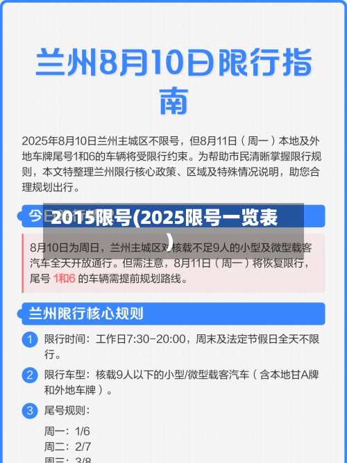 2015限号(2025限号一览表)