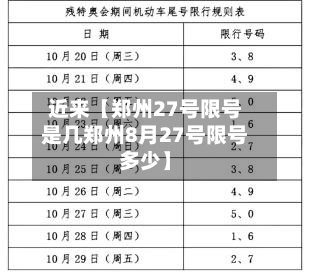 近来【郑州27号限号是几郑州8月27号限号多少】