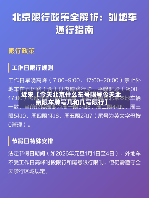 近来【今天北京什么车号限号今天北京限车牌号几和几号限行】