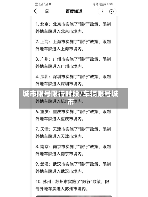 城市限号限行时段/车辆限号城市