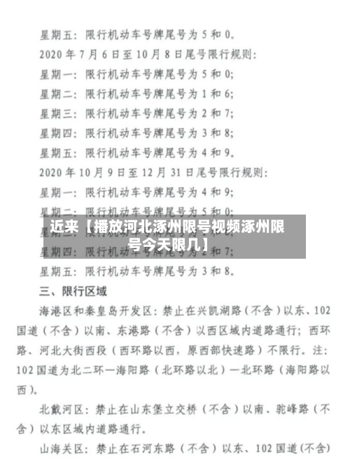 近来【播放河北涿州限号视频涿州限号今天限几】