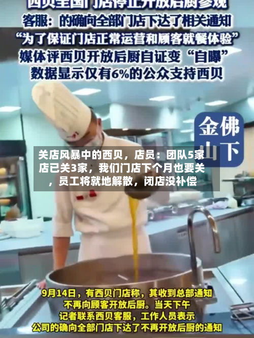 关店风暴中的西贝，店员：团队5家店已关3家，我们门店下个月也要关，员工将就地解散，闭店没补偿